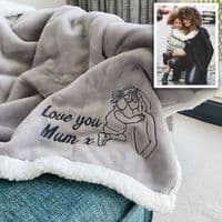 Personalised Embroidered Photo Neutral Sherpa Blanket
