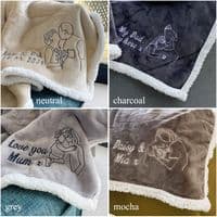 Personalised Embroidered Photo Neutral Sherpa Blanket