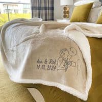 Personalised Embroidered Photo Neutral Sherpa Blanket