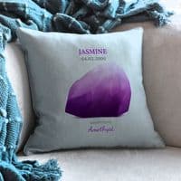 Personalised February Amethyst Birthstone Cushion