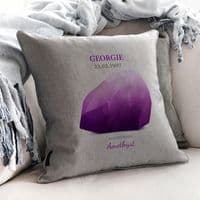 Personalised February Amethyst Birthstone Cushion
