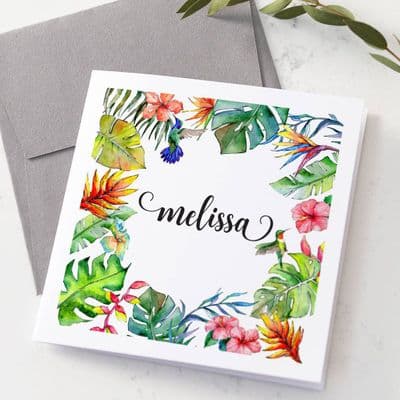 Personalised Floral And Bird Watercolour Card