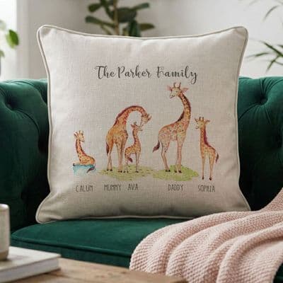 Personalised Giraffe Family Cushion