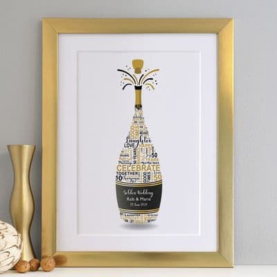 Personalised Golden Anniversary Champagne Word Art