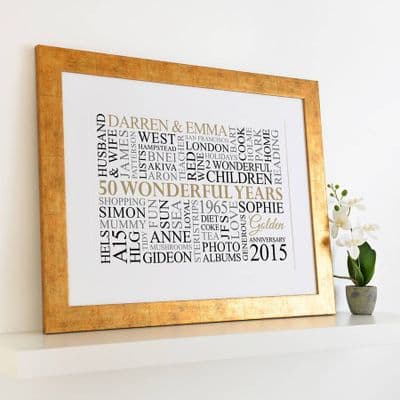 Personalised Golden Anniversary Word Art