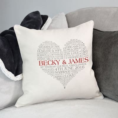 Personalised Heart Word Art Cushion
