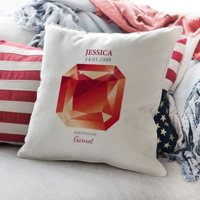 Personalised January Garnet Birthstone Cushion