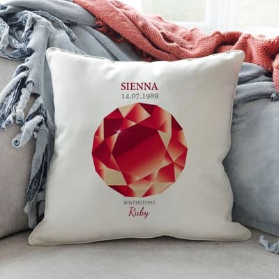 Personalised July Ruby Birthstone Cushion