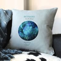 Personalised October Opal Birthstone Cushion