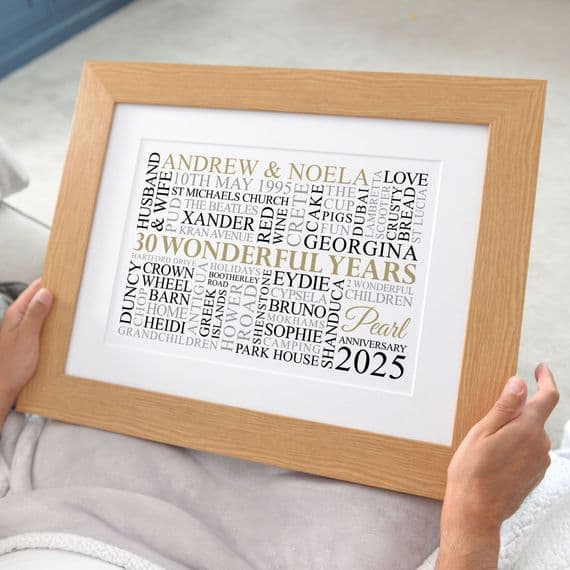 Personalised Pearl Anniversary Word Art