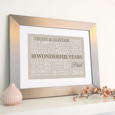 Personalised Pearl Anniversary Word Art