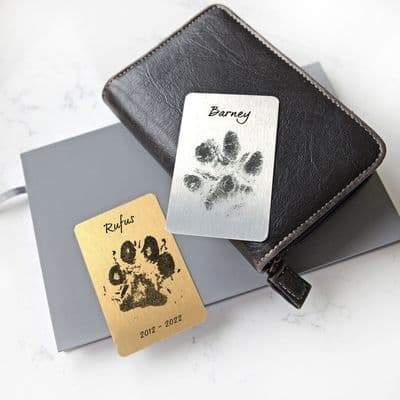 Personalised Pet Paw Print Metal Wallet Card