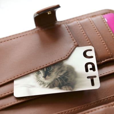 Personalised Photo With Cat Cut Out Metal Wallet Card