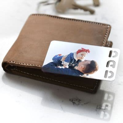 Personalised Photo With Dad Cut Out Metal Wallet Card
