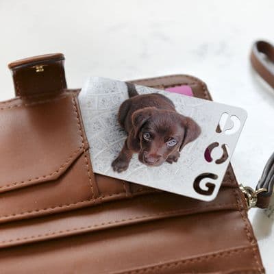 Personalised Photo With Dog Cut Out Metal Wallet Card