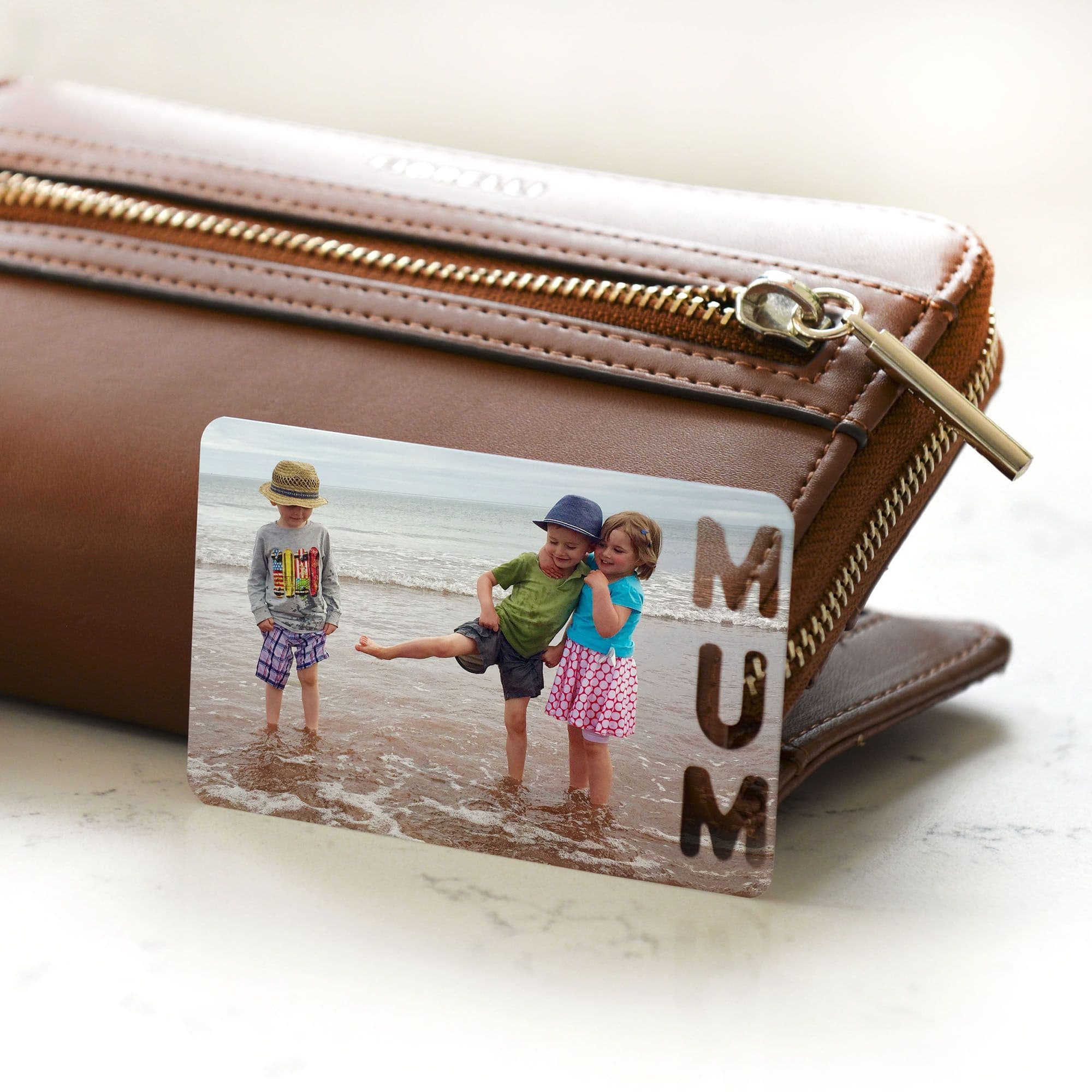 Personalised Photo With Mum Cut Out Metal Wallet Card