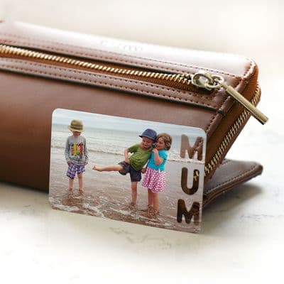 Personalised Photo With Mum Cut Out Metal Wallet Card