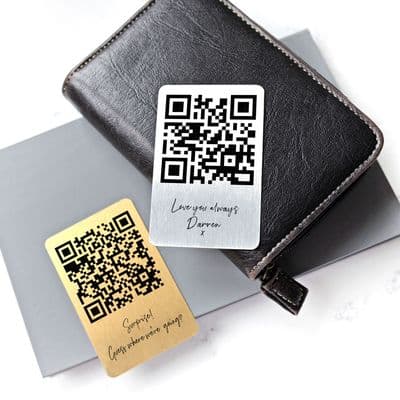 Personalised Q Code Secret Message Metal Wallet Card