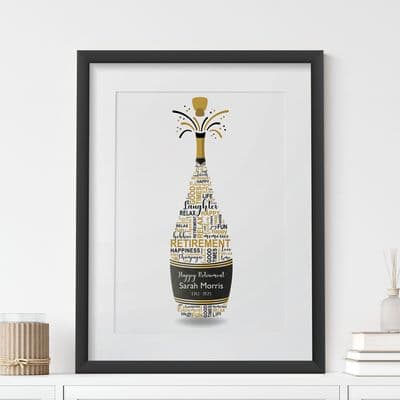 Personalised Retirement Champagne Word Art