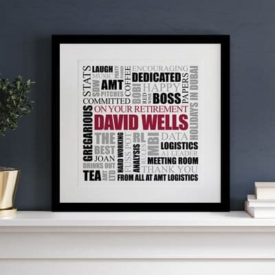 Personalised Retirement Square Word Art