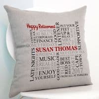 Personalised Retirement Word Art Cushion