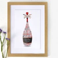 Personalised Ruby Anniversary Champagne Word Art