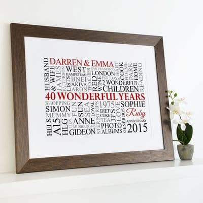 Personalised Ruby Anniversary Word Art