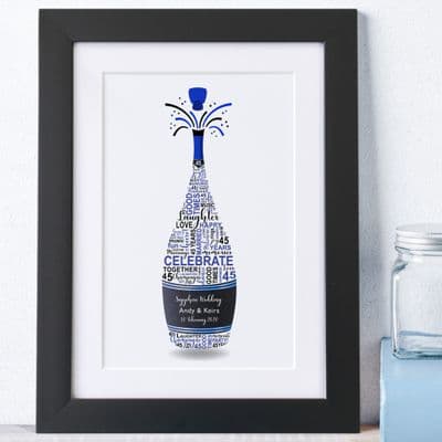 Personalised Sapphire Anniversary Champagne Word Art