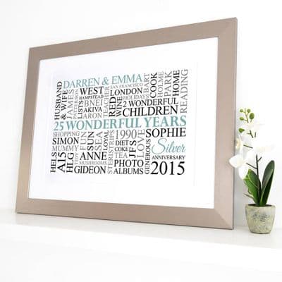 Personalised Silver Anniversary Word Art