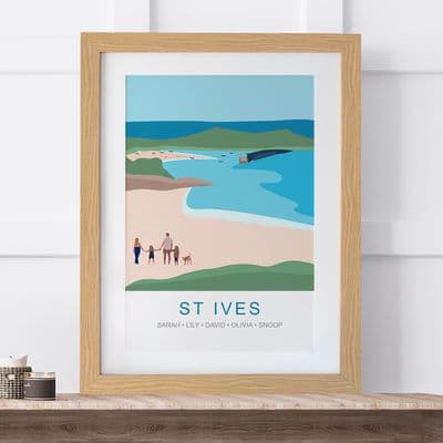 Personalised St Ives Beach Family Art