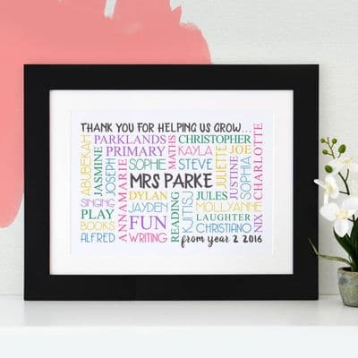 Personalised 'Thank You Teacher' Word Art