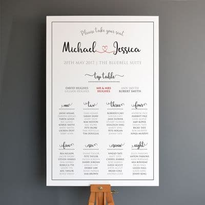Personalised Wedding Seating Plan