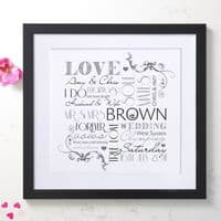 Personalised Wedding Typographic Art Print