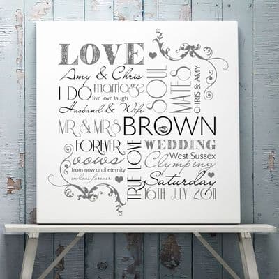 Personalised Wedding Typographic Art Print