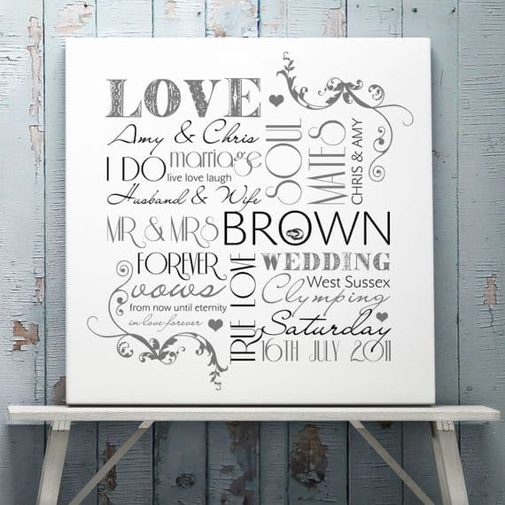 Personalised Wedding Typographic Art Print