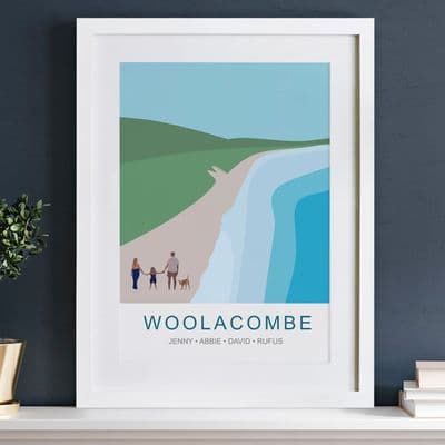 Personalised Woolacombe Beach Family Art