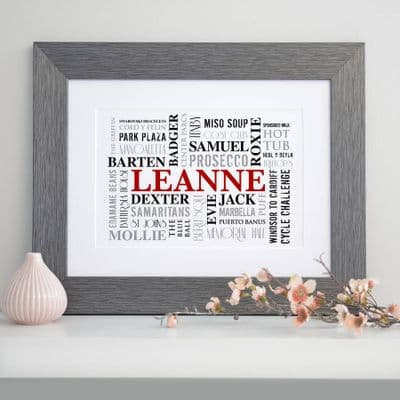 Personalised Word Cloud Typographic Art