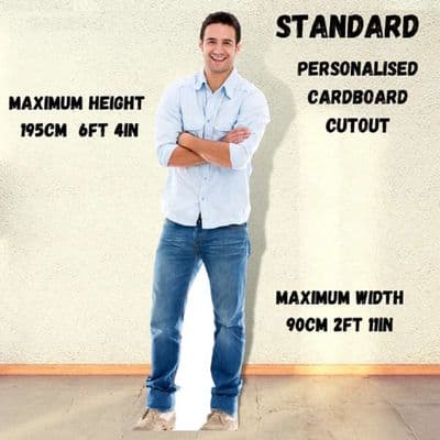 1 STANDARD CUSTOM CARDBOARD CUT OUT MAXIMUM HEIGHT 6FT 4IN