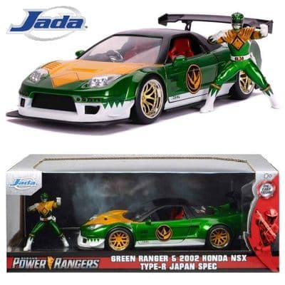 2009 HONDA NSX TYPE R 1:24 SCALE DIECAST CAR WITH GREEN POWER RANGER FIGURE FROM JADA TOYS