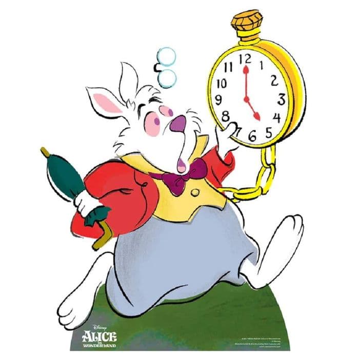 Alice Loving Rabbit ALICE IN WONDERLAND CLASSIC WHITE RABBIT DISNEY CARDBOARD CUT OUT