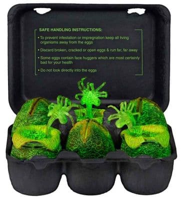 ALIEN GLOW IN THE DARK 6 PIECE EGG SET IN COLLECTIBLE CARTON FROM NECA