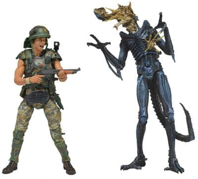 ALIENS HELMETED HICKS VS BATTLE DAMAGED BLUE ALIEN WARRIOR 7