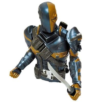 BATMAN ARKHAM ORIGINS DEATHSTROKE PREVIEWS EXCLUSIVE BUST BANK FROM MONOGRAM INTERNATIONAL