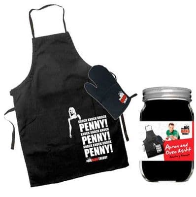 BIG BANG THEORY KNOCK KNOCK PENNY APRON AND OVEN MITT SET FROM SD TOYS