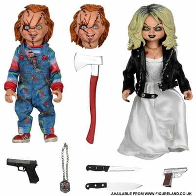 BRIDE OF CHUCKY 8 INCH SCALE CLOTHED FIGURES CHUCKY AND TIFFANY 2-PACK FROM NECA