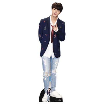 BTS BANGTAN BOYS JIN WITH RED TIE LIFE SIZE CARDBOARD CUT OUT