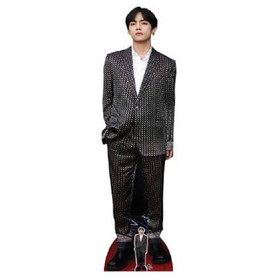 BTS BANGTAN BOYS V IN CHECK SUIT LIFE SIZE CARDBOARD CUT OUT