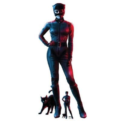 CATWOMAN ZOE KRAVITZ THE BATMAN RED AND BLUE GRAPHIC STYLE LIFE SIZE CARDBOARD CUT OUT
