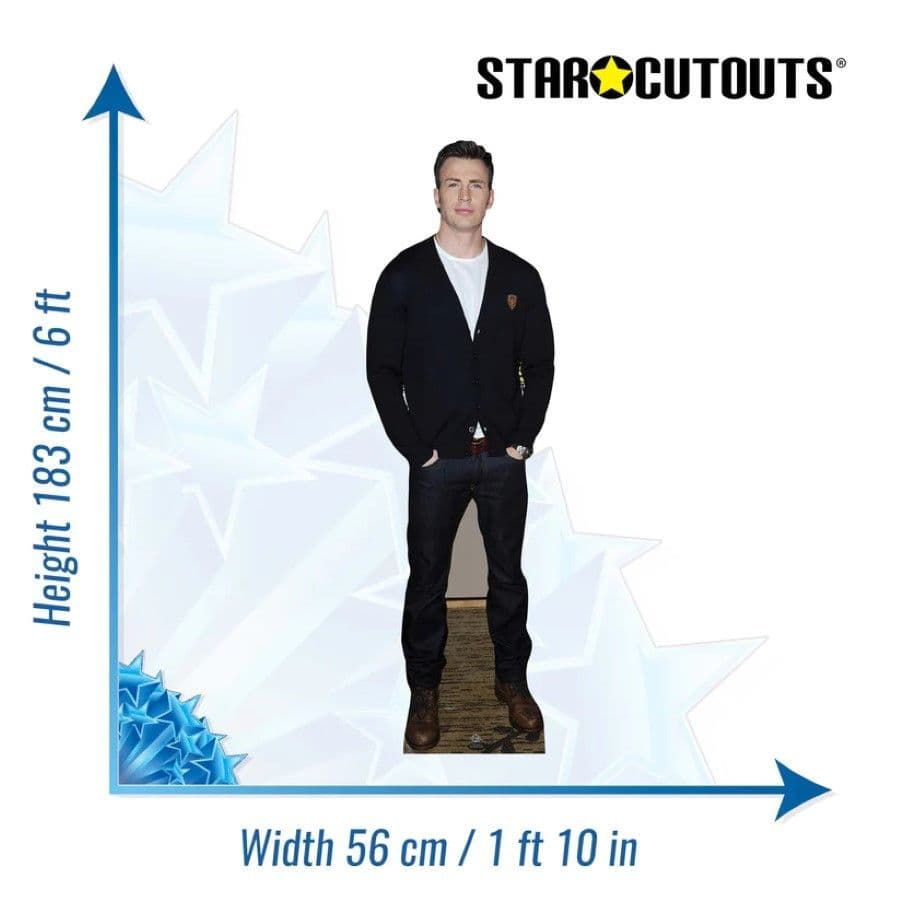 Découpe Carton Chris Evans Taille Réelle - Costume Blanc, Avec Mini Offert, Neuf