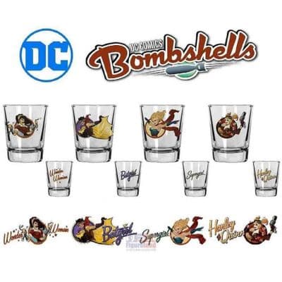 DC COMICS BOMBSHELLS SET OF 4 SHOT GLASSES FROM SD TOYS